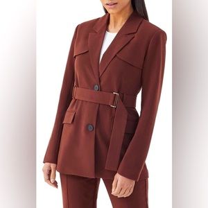 NWT 4TH AND RECKLESS ELITA BELTED BLAZER CHESTNUT BROWN